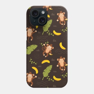 Cute Jungle Monkey And Banana Pattern Phone Case