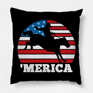 Merica Rodeo USA Vintage Sunset 4th of July America Pillow