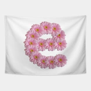 Letter e Pink Gerbera Daisy Tapestry