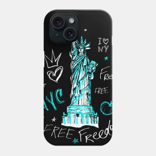 New York City, American liberty, freedom. Cool t-shirt quote trendy street art fashion Phone Case