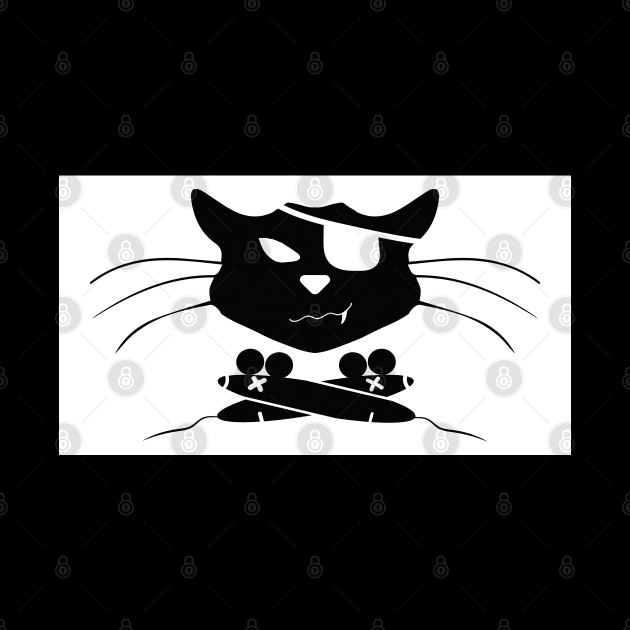 Jolly Roger Pirate Black Cat Crossbones (Cross Mice) - designed by pelagio AM by PelagiosCorner
