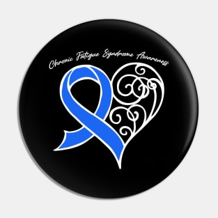 Chronic Fatigue Syndrome Awareness Heart Ribbon Gift Valentines Day - In This Family Nobody Fights Alone Pin