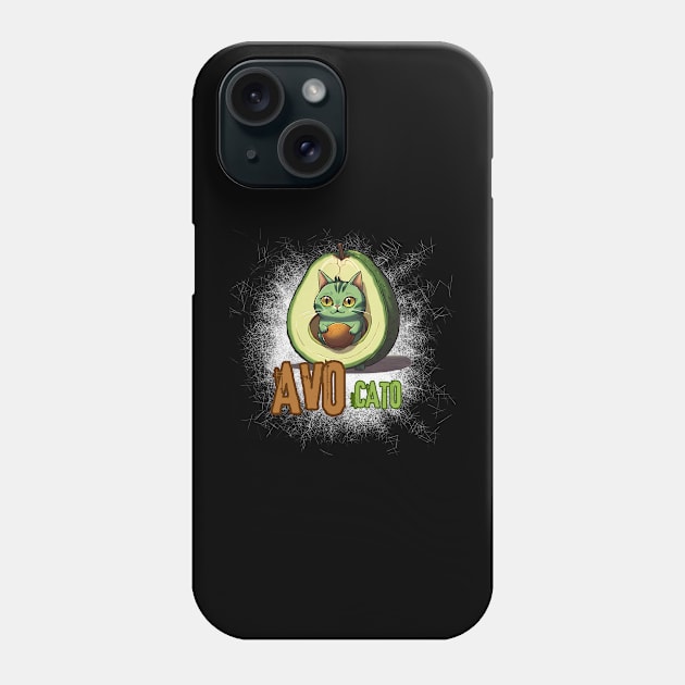 Avocato funny cat design Phone Case by "Artistic Apparel Hub"