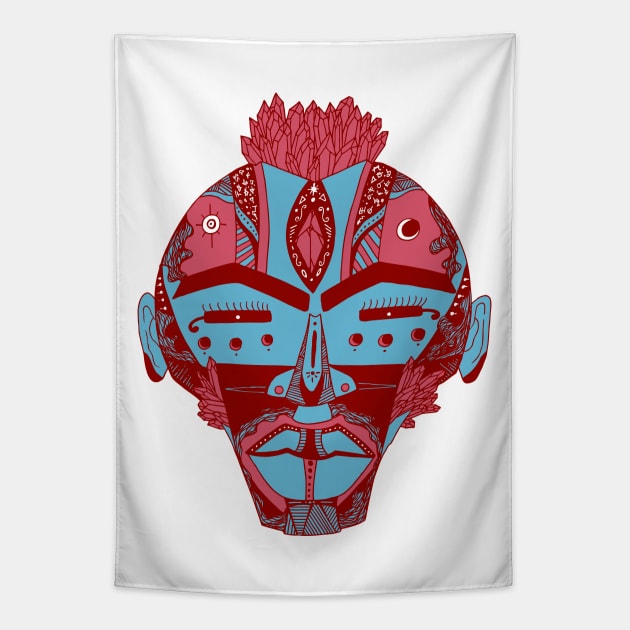 Pastel Tones African Mask 4 Tapestry by kenallouis