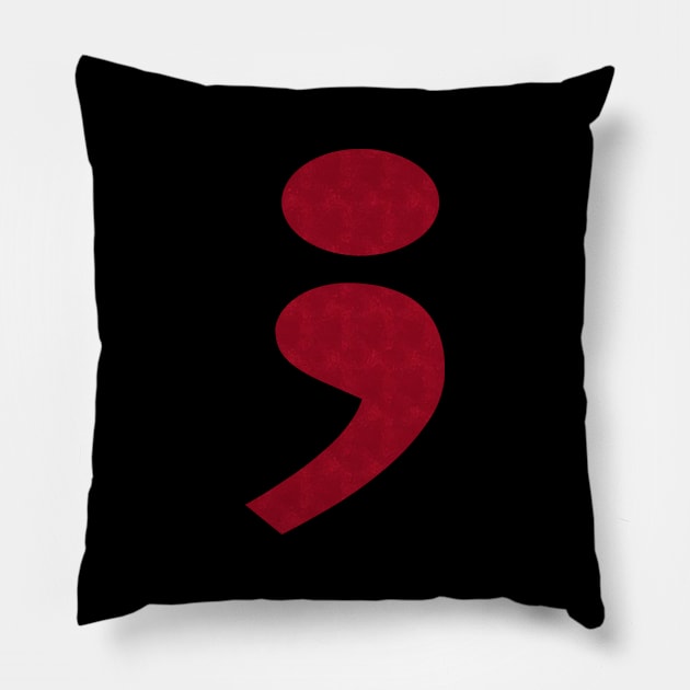 Semicolon Red Pillow by MarieStar