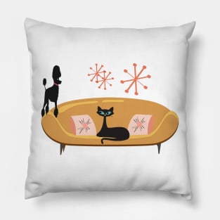 Curious Cat in Vintage Style Pillow