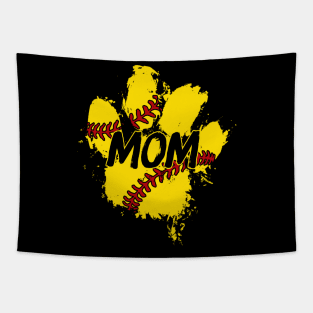 Softball Dog Paw Print Funny Mom Mothers Gift Tapestry