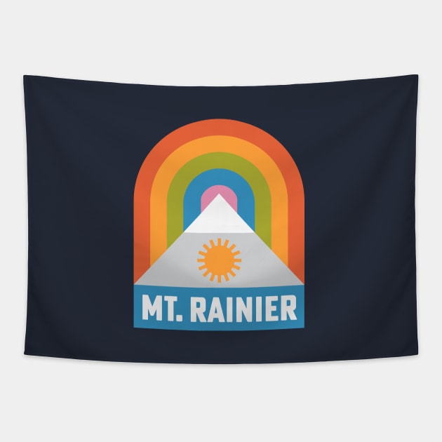 Mt Rainier National Park Washington Rainbow Badge Tapestry by PodDesignShop