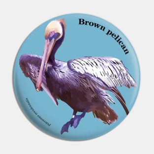 Brown pelican tropical bird pin black text Pin