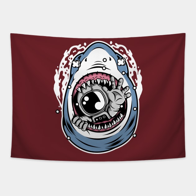 astronaut shark Tapestry by Mako Design 