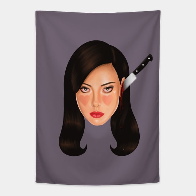 Aubrey Plaza Tapestry by thelamehuman