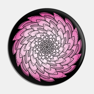 Pink Colored Floral Spiral Mandala Line Art Pin