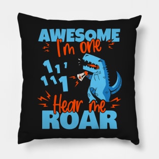 Kids I'm One Hear Me Roar 1st Birthday Dinosaur product Pillow