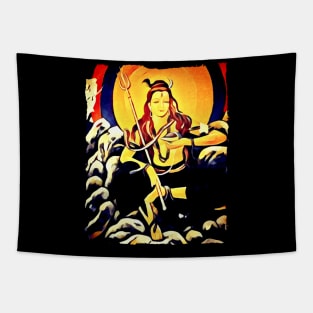 Shiva drinking poison Tapestry