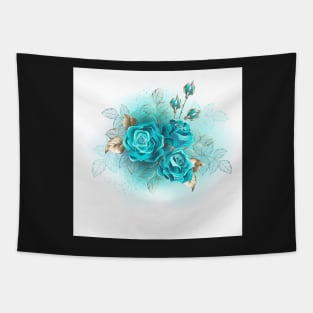 Three Turquoise Roses Tapestry