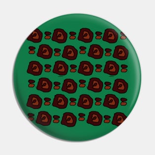 Brown shapes pattern on green 2 Pin