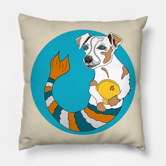 Mazie the Jack Russell Mermutt Pillow by abrushwithhumor