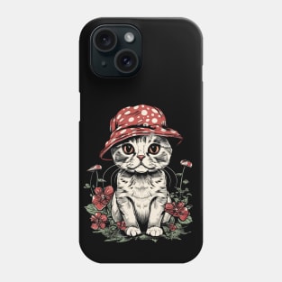 Cute Cottagecore Aesthetic Cat Mushroom Hat Phone Case