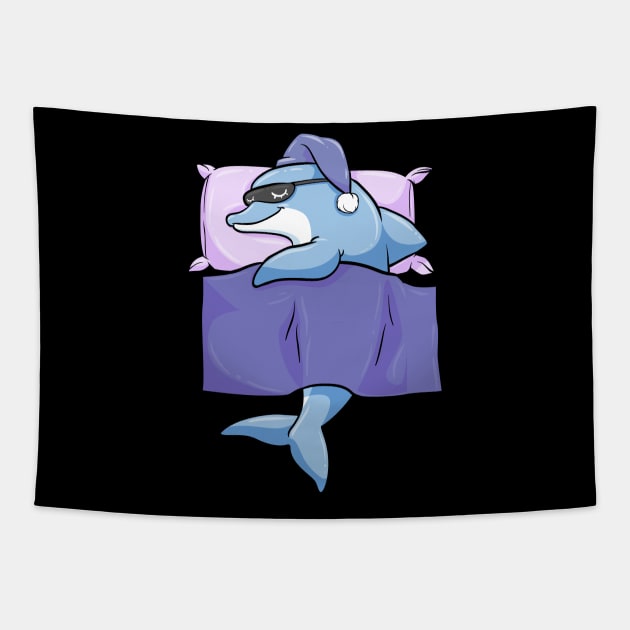 Dolphin at sleeping with duvet and pillow Tapestry by Markus Schnabel