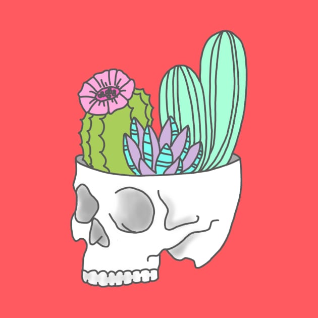 Skull succulent feminist skeleton cactus southwest girly tumblr pastel print by bigkidult