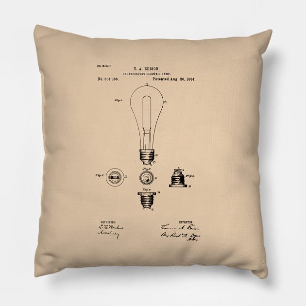 EDISON PATENT / Edison Patent Drawing 304086 Pillow by Daniel Coulmann