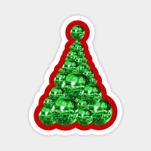 Groovy Green Disco Ball Christmas Tree Magnet