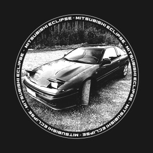 MITSUBISHI ECLIPSE D20 Black 'N White 4 (Black Version) T-Shirt