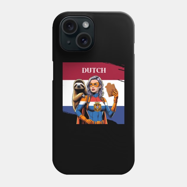 Dutch: 80's Female Comic Book Hero with Sloth Phone Case by Woodpile