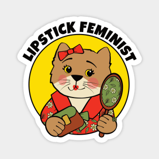 Lipstick Feminist Cat Magnet