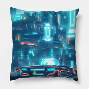 Cool Japanese Neon City Pillow