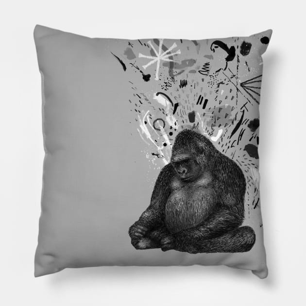 Moody Gorilla Pillow by martinascott