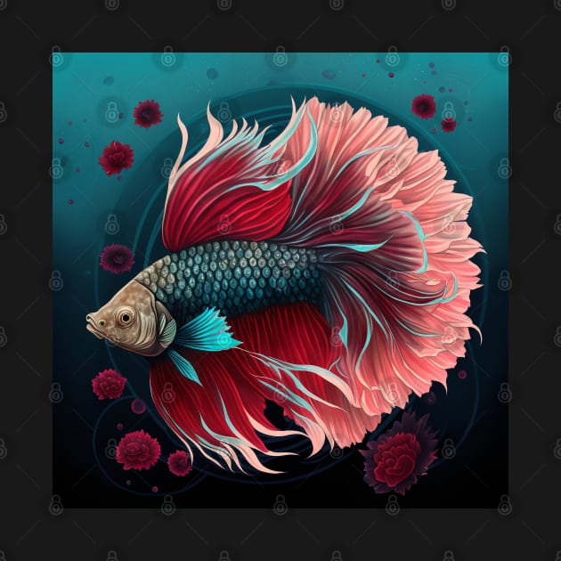 Floral Betta fish by BloodRubyz