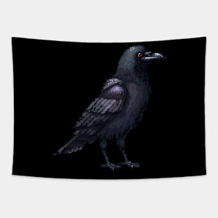 Crow in Pixel Form Tapestry