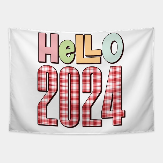 Hello 2024 Tapestry by MZeeDesigns