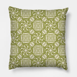 Botanical Sage Green Floral Pattern Boho Pillow