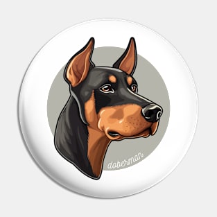 Doberman Pinscher Dobie Dog Breed Cursive Graphic Pin