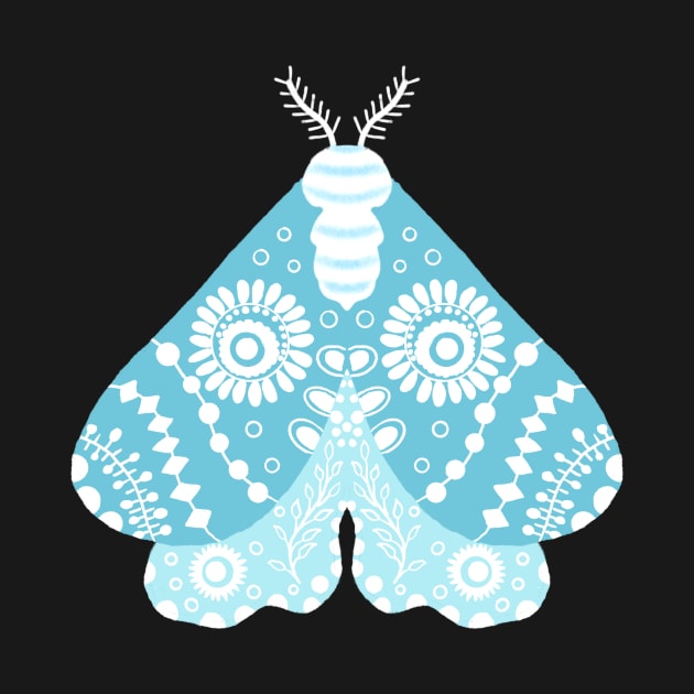 Folk Art Moth in Turquoise by MarcyBrennanArt