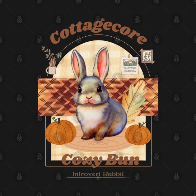 Cozy Vibes Cottagecore Mini Rex Rabbit Introverted Bun in Fall Autumn Season by wigobun