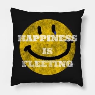 Happiness is fleeting smiley face goth emo vibes Pillow