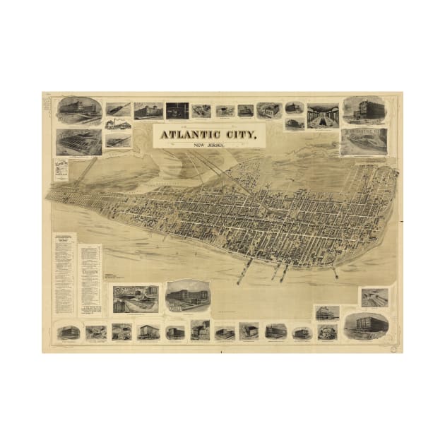 Vintage Pictorial Map of Atlantic City NJ (1900) by Bravuramedia