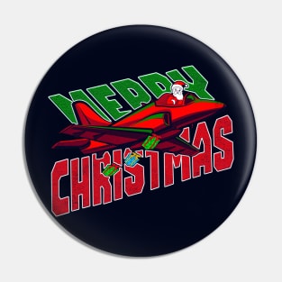 this year 2023 Santa comes in fighter jett Merry Christmas Pin