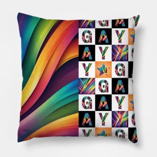 Color grid with the word gay Pillow