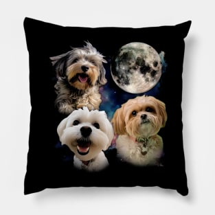 Silky Serenity Shih Tzu Dog Moon, Tee Trendsetter Triumphs Pillow