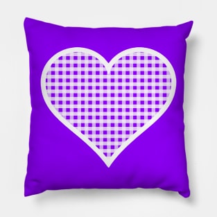 Purple and White Gingham Heart Pillow