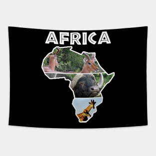 African Wildlife Continent Collage Tapestry