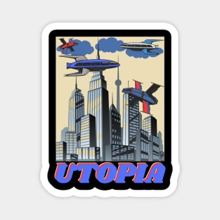 Retro Vintage Comic Spaceship Magnet