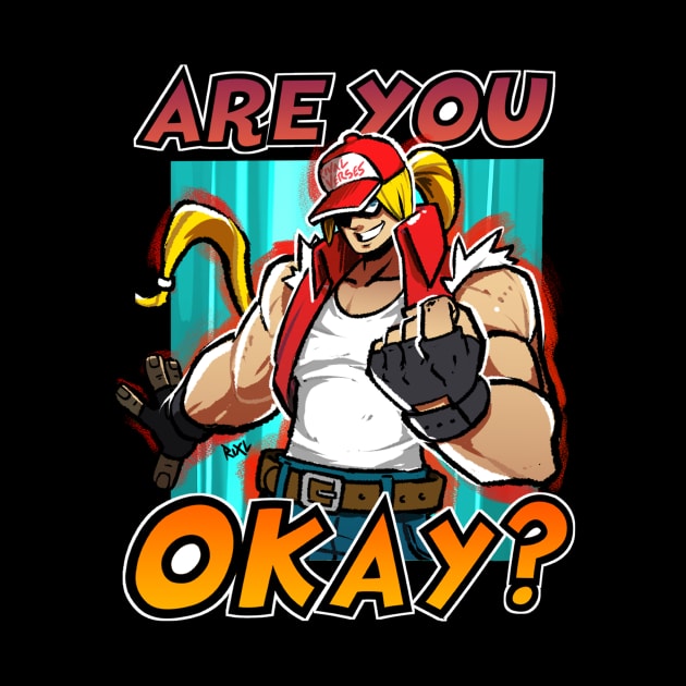 Terry Bogard T-shirt (Are you ok?) by Black Star Art Guild