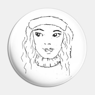 Young woman, girl, portrait. Hand drawn illustration sketch Pin