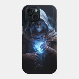 a dark mage with blue magic Phone Case