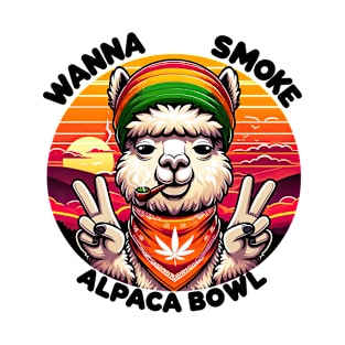 Wanna Smoke Alpaca Bowl Weed Funny Cannabis 420 Stoner Gift T-Shirt T-Shirt